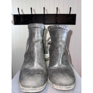 Roxy Dakota Grey Ankle Boots Knit Cuff Block Heel Size 7.5